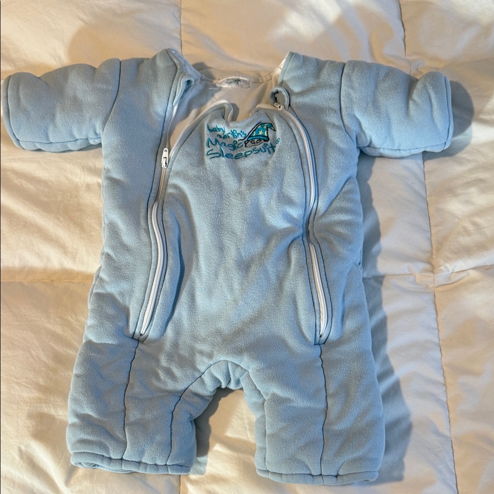 Unbranded Baby Blue Fleece Footed One-Piece Sleepsuit